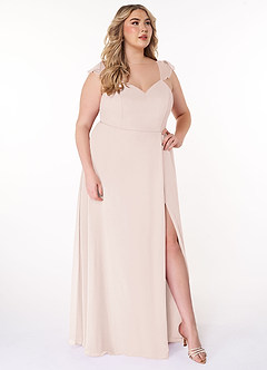 Azazie Everett Bridesmaid Dresses Rose Petal A-Line V-neck Ruched Chiffon Dress image9