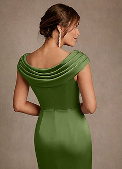 Azazie Irvine Mother of the Bride Dresses Juniper A-Line Pleated Stretch Satin Dress image6