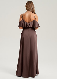 Azazie Jean Brudtärnklänningar Klä av A-Linje i Stretch Satin Av axeln Ganache image2