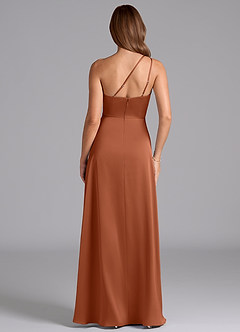 Azazie Trina Final Sale Cedar Rose A-Line One Shoulder Stretch Satin Dress image2