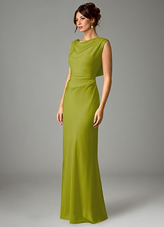Azazie Kieryn Robes de demoiselle d'honneur Robe Sirène en Satin extensible Plissée Citronnelle image5