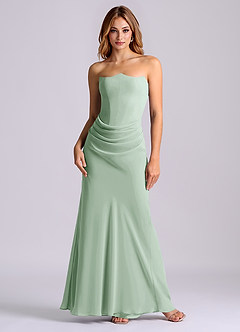 Azazie Debby Bridesmaid Dresses Agave Mermaid Strapless Chiffon Dress image1