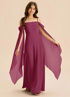 Azazie Moana Junior Linia A Pofałdowany Szyfon Długość podłogi Młodsza druhna Sukienka image1