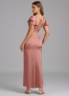 Azazie Demia Bridesmaid Dresses Rosette Sheath Sweetheart Neckline Stretch Satin Dress image2