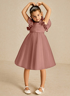Azazie Kaeya Flower Girl Dresses Cedar Rose A-Line Bow Tulle Dress image3
