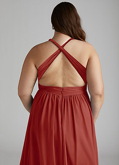Azazie Ashia Brautjungfernkleider A-Linie Plissee Chiffon Kleid Terrakotta image12