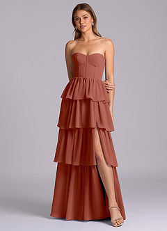 Azazie Faye Bridesmaid Dresses Auburn A-Line Sweetheart Neckline Chiffon Dress image4