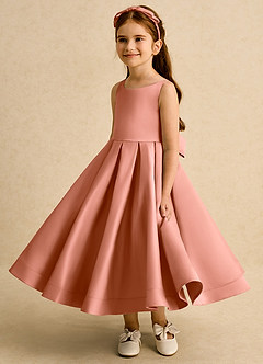 Azazie Babs Blumenmädchenkleider Ballkleid Plissee Matte Satin Kleid Mai Tai image5