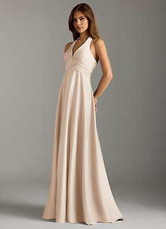 Azazie Tessie Bridesmaid Dresses White Alabaster A-Line Pleated Stretch Satin Dress image5