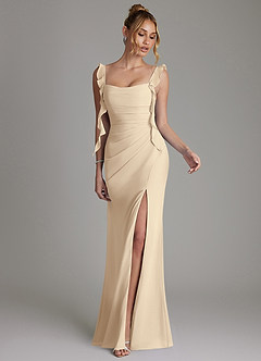 Azazie Jessamine Abiti da Damigella Abito Sirena in Chiffon Corsetto Champagne image4