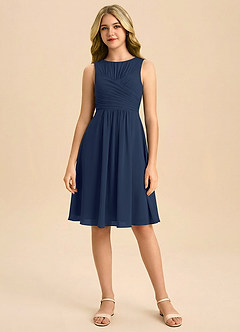 Azazie Skyla Junior Klä av A-Line i Chiffong Plisserad image3