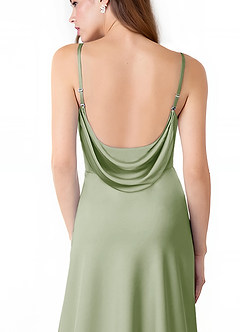Azazie Alaija Bridesmaid Dresses Dusty Sage Mermaid Side Slit Stretch Satin Dress image6