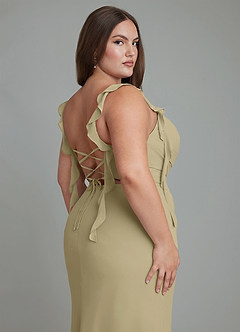 Azazie Jessamine Bridesmaid Dresses Moss Green Mermaid Corset Chiffon Dress image15