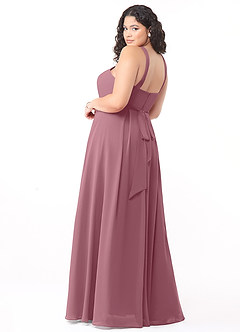 Azazie Dixie Bridesmaid Dresses Vintage Mauve A-Line Halter Pleated Chiffon Dress image9