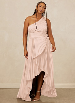 Christian Siriano Bridal for Azazie 1008 Bridesmaid Dresses Blushing Pink A-Line One Shoulder Stretch Satin Dress image9