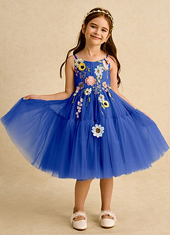 Azazie Osea Robe Demoiselle D'honneur Fillette Robe Princesse en Tulle Plissée Bleu Roi image8