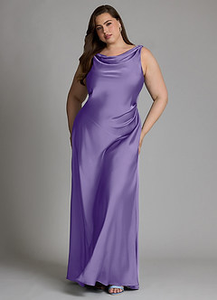 Azazie Nerine Bridesmaid Dresses Tahiti A-Line Pleated Stretch Satin Dress image7