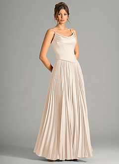 Azazie Saedra Bridesmaid Dresses White Alabaster A-Line Corset Stretch Satin Dress image7