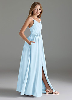 Azazie Alia Junior Jurk van Chiffon met A-Lijn Geplooid Hemelsblauw image3