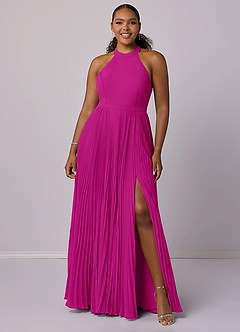 Barbie ♥ Azazie Bridesmaid Dresses Fuchsia A-Line Pleated Chiffon Dress image7