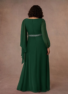 Azazie Priyanka Mother of the Bride Dresses Dark Green A-Line Boatneck Pleated Chiffon Dress image8