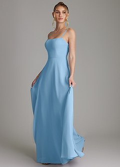 Azazie Elita Bridesmaid Dresses Steel Blue A-Line Pleated Chiffon Dress image6