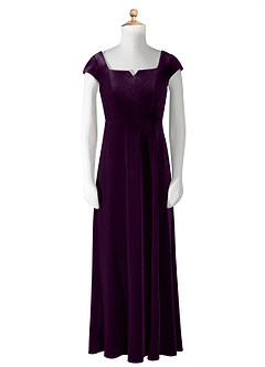Azazie Gabi Junior Grape A-Line Velvet Dress image8