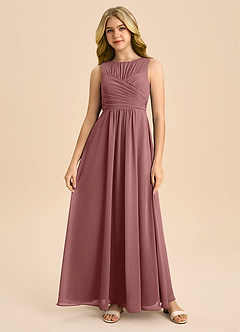 Azazie Skyla Junior Desert Rose A-Line Pleated Chiffon Dress image3