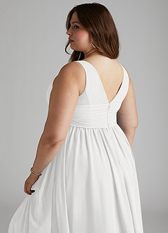 Azazie Yetta Maternity Bridesmaid Dresses A-Line V-Neck Gathered Chiffon Floor-Length Dress image6