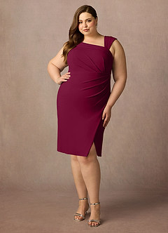 Azazie Cecily vestidos de madre de la novia Vestido de Borgoña de Crepé elástico de Corte Recto image6