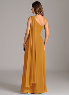 Azazie Tella Bridesmaid Dresses Butterscotch A-Line One Shoulder Chiffon Dress image6