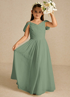 Azazie Chelle Vestidos de florista Vestir Matchá de Chiffon de Linha A com Plissado image1