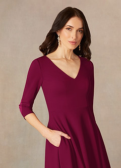 Azazie Nassif Mother of the Bride Dresses Burgundy A-Line Stretch Crepe Dress image3