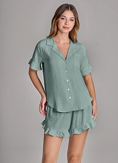 front Ruffled Cloud-Soft Pajama Set