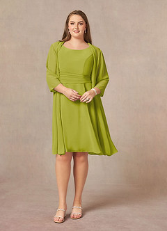 Azazie Shirley Mother of the Bride Dresses Lemongrass A-Line Scoop Pleated Chiffon Dress image8