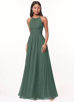 Azazie Bonnie Bridesmaid Dresses Sea Moss A-Line Keyhole Ruched Chiffon Dress image1