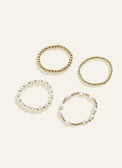 front Pearl and Bead Bracelet Stack Set