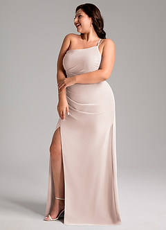 Azazie Eren Bridesmaid Dresses Rose Petal Sheath One Shoulder Chiffon Dress image11