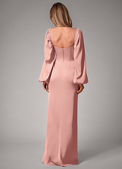 Azazie Sonata Bridesmaid Dresses Rosette Sheath Long Sleeve Stretch Satin Convertible Dress image2