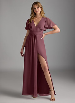 Azazie Zaniah Bridesmaid Dresses Sangria A-Line Chiffon Dress image4
