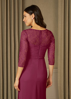 Azazie Zolla Mother of the Bride Dresses Mulberry A-Line Lace Chiffon Dress image6