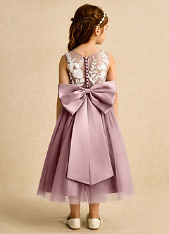 Azazie Sundae Blumenmädchenkleider Ballkleid Spitze Kleid Altrosa image2