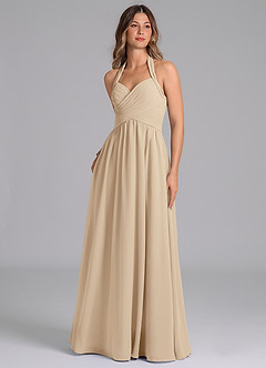 Azazie Darlyn Essayer des robes à la maison Robe Trapèze en Mousseline de soie Encolure en Forme de Cœur Bleu Poussiéreux image1