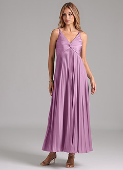Azazie Raychelle Bridesmaid Dresses Wisteria A-Line Pleated Stretch Satin Dress image1