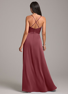 Azazie Naeem Robes de demoiselle d'honneur Robe Trapèze en Satin extensible Rose Du Désert image6