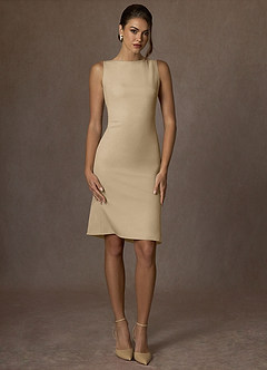 front Kennedy Champagne Completo giacca elasticizzata strutturata e abito elegante