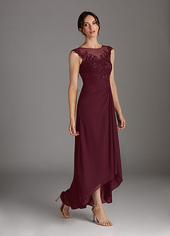 Azazie Endora Mother of the Bride Dresses Cabernet A-Line Scoop Lace Chiffon Dress image3