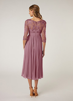 Azazie Tutu Kleider für die Brautmutter A-Linie Bootshals Spitze Chiffon Kleid Vintage Mauve image2