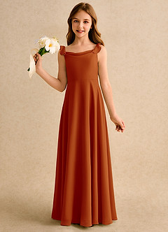 Azazie Puppy Junior Formal vestidos de niña de las flores Vestido de Pimenton de Gasa de Corte En A con Plisado image3