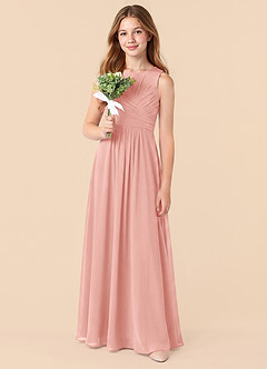 Azazie Skyla Junior Rosette A-Line Pleated Chiffon Dress image5